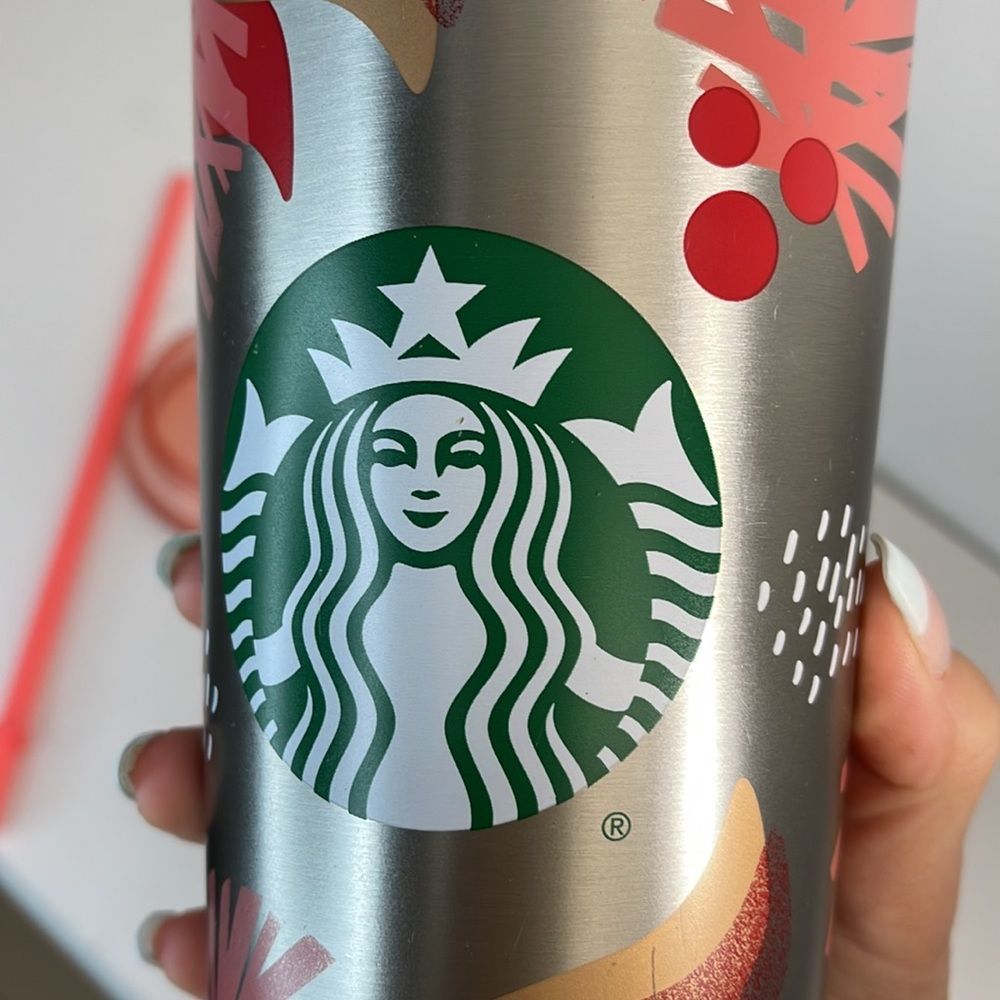 Starbucks 2019 Holiday Mistletoe Red/Pink Metal Tumbler - Picture 12 of 12